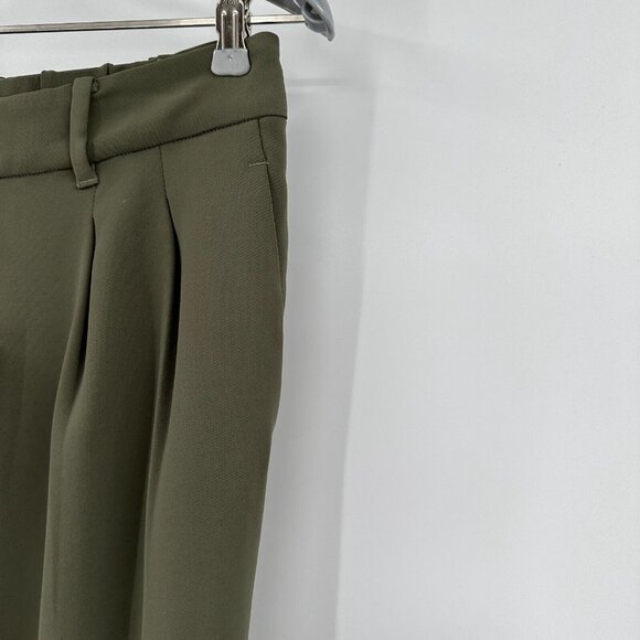 Quince Women's Stretch Crepe Pleated Wide Leg Pants Olive sz S NWT 30" Inseam - Picture 3 of 4